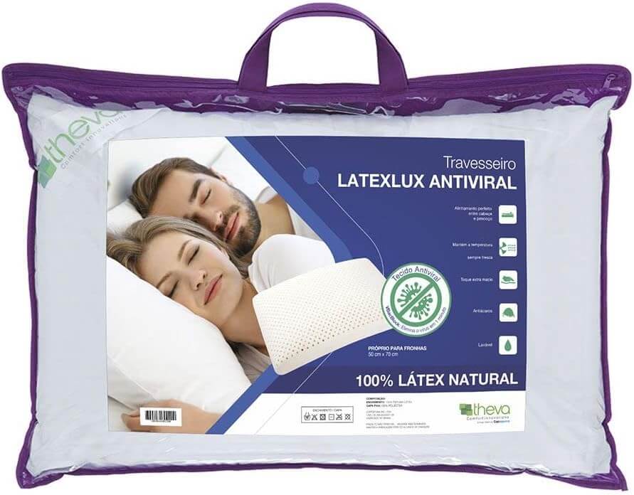 100% látex natural
Capa Antiviral
Ideal para quem prefere travesseiros mais altos