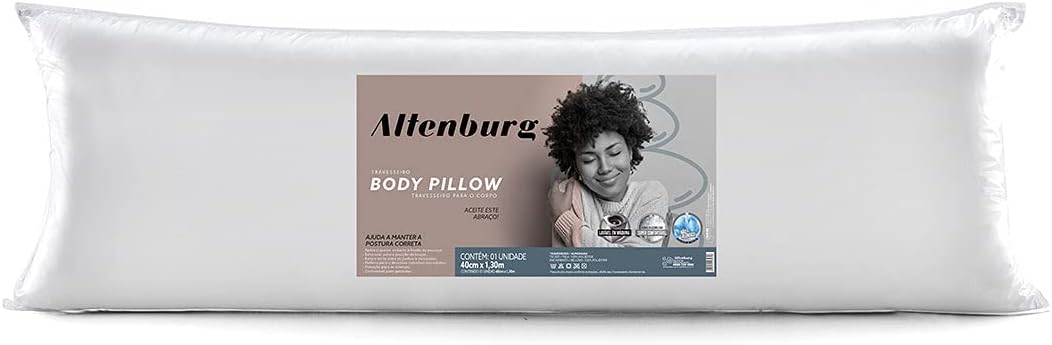 Travesseiro para o corpo Ajusta-se aos contornos do corpo Ideal para dormir de lado e acomodar melhor a coluna Cor do produto: Branco Nome do modelo: Travesseiro Body Pillow