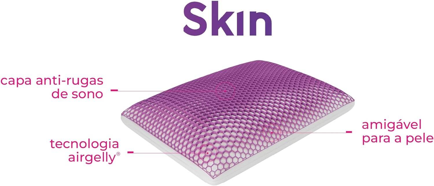 Airgelly é um material de alta tecnologia utilizado na superfície da capa do Travesseiro Skin, que ajuda a distribuir a pressão do rosto ao deitar;
Super confortável, graças à sua capa feita com o material Airgelly, e ao seu enchimento suave de fibras.
Alta respirabilidade: A estrutura do Travesseiro IWS Skin favorece a circulação do ar, proporcionando alta respirabilidade e conforto térmico durante o sono.